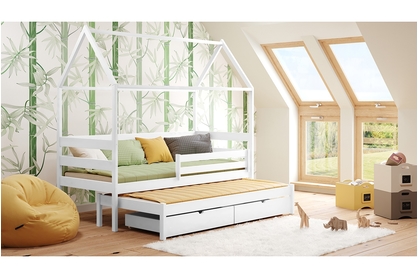 postel dětské domeček přízemní výsuvná Comfio - Bílý, 80x180