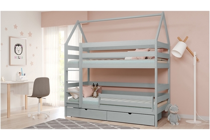 postel dětské domeček patrová  Comfio - šedý, 70x140 