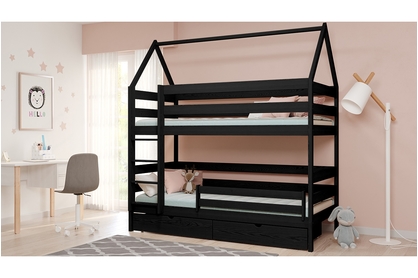 postel dětské domeček patrová  Comfio - Černý, 80x160
