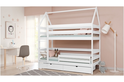 postel dětské domeček patrová  Comfio - Bílý, 80x160