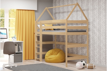 postel dětské domeček vyvýšená postel Comfio - Borovice, 70x140 