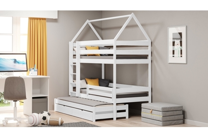 postel dětské domeček patrová  výsuvná Comfio - Bílý, 80x160 