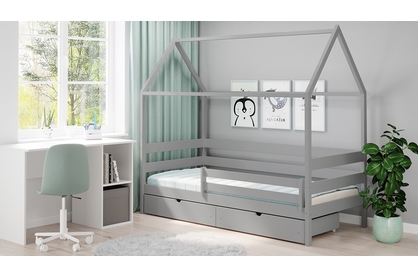 postel dětské domeček přízemní Comfio - šedý, 70x140 