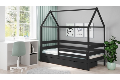 Detská domčeková posteľ prízemná Comfio - Čierny, 80x180