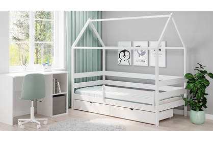Detská domčeková posteľ prízemná Comfio - Biely, 70x140