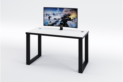 Písací stôl gamingowe Seman 135 cm na stalowych nogach - biela / čierny 