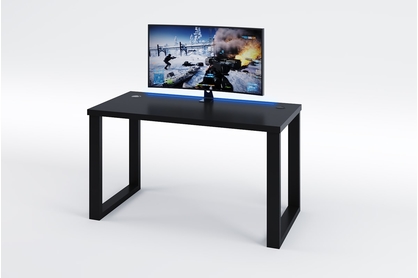 psací stůl gamingowe Seman 135 cm na stalowych nogach z tasma LED - Černý 