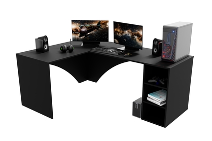 Rohový PC stôl Kerbi 135 cm ľavý - čierna