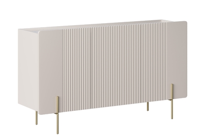 Komoda Malmi 150 cm třídveřová - kašmír / crema bianca / zlaté nohy