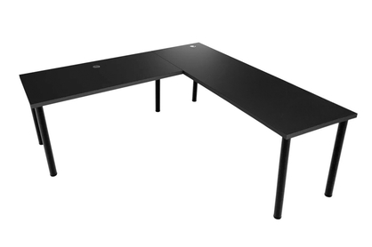 psací stůl gamingowe narozne Nelmin 160 cm na kovové podstavě - Černý 