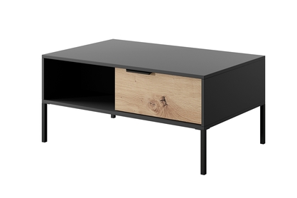 Konferenční stolek Lomin z szuflada i wneka 100 cm - Černý / Dub artisan 