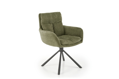 Otočná čalúnená stolička Klopi - olivový šenil Odin 77 / čierne nohy