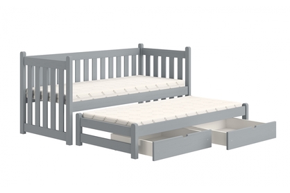 postel přízemní výsuvná Swen s zásuvkami - šedý, 90x180