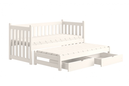 Swen egyszintes ágy, kihúzható fiókokkal - 80x160 cm - fehér