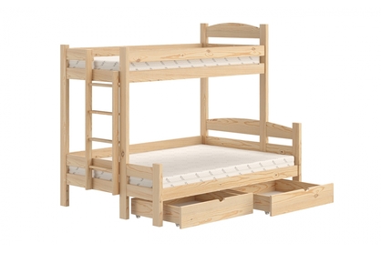 Lovic emeletes ágy, fiókokkal, bal oldali - 80x200 cm/120x200 cm - fenyőfa 
