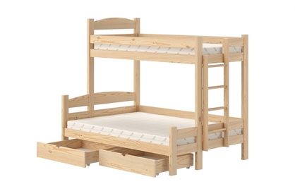 Lovic emeletes ágy, fiókokkal, jobb oldali - 80x200 cm/120x200 cm - fenyőfa