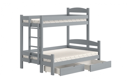 Lovic emeletes ágy, fiókokkal, bal oldali - 80x200 cm/120x200 cm - szürke