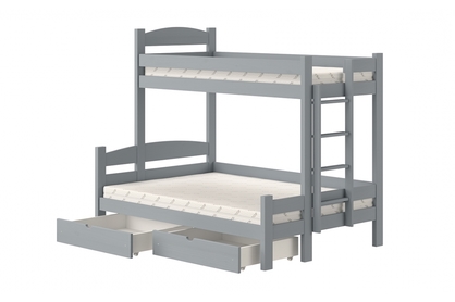 Lovic emeletes ágy, fiókokkal, jobb oldali - 80x200 cm/120x200 cm - szürke