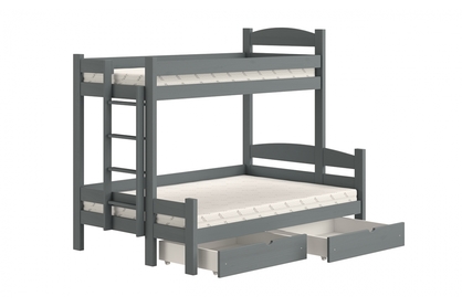 Lovic emeletes ágy, fiókokkal, bal oldali - 80x200 cm/120x200 cm - grafitszürke