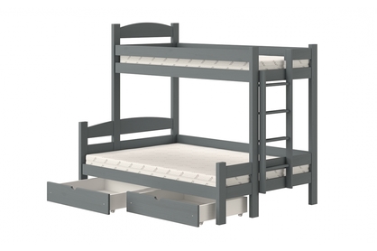 Lovic emeletes ágy, fiókokkal, jobb oldali - 80x200 cm/120x200 cm - grafitszürke