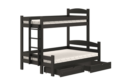 Lovic emeletes ágy, fiókokkal, bal oldali - 80x200 cm/120x200 cm - fekete