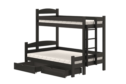 Lovic emeletes ágy, fiókokkal, jobb oldali - 80x200 cm/140x200 cm - fekete