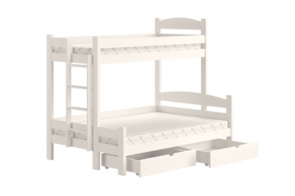 postel patrová  s zásuvkami Lovic levá - Bílý, 90x200/120x200 