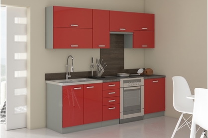 Komplet nábytku kuchynského Rossi 240cm - Červený lesk