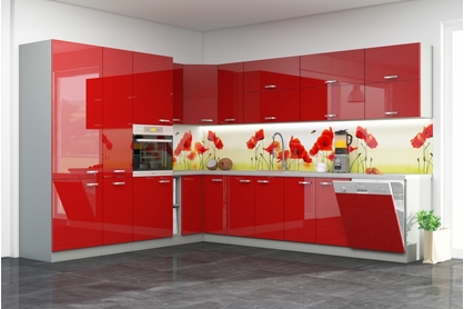 Komplet nábytku kuchynského Rossi 265x310cm - Červený lesk