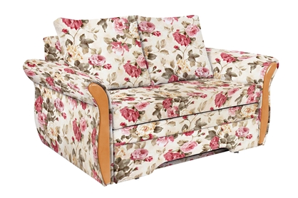 Sofa összecsukható kétszemélyes tárolokkal Arlita - szövet drukowana w kwiaty Coral WM 82 / éger 