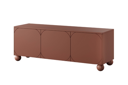 TV stolek třídveřový Sonatia II na kulatých nohách 150 cm - burgundská