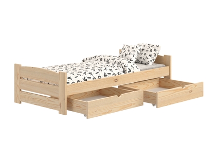 postel dzieciece přízemní Sandio s zásuvkami - Borovice, 70x140  
