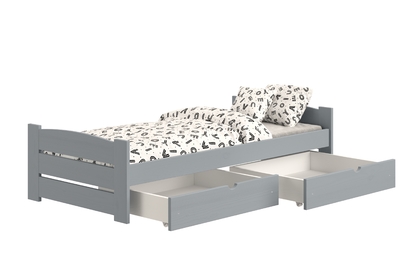 postel dzieciece přízemní Sandio s zásuvkami - šedý, 70x140 