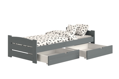 postel dzieciece přízemní Sandio s zásuvkami - grafit, 70x140 