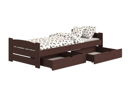 postel dzieciece přízemní Sandio s zásuvkami - Hnědý, 70x140 