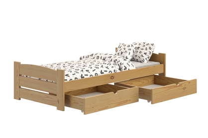 postel dzieciece přízemní Sandio s zásuvkami - Dub, 70x140 