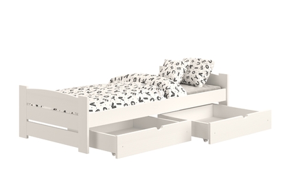 postel dzieciece přízemní Sandio s zásuvkami - Bílý, 70x140 
