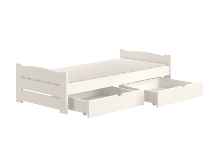 Dětská postel přízemní Sandio s zásuvkami - Bílý, 90x200