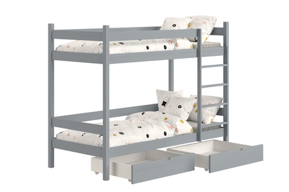 postel dzieciece patrová  s zásuvkami Fabrio - šedý, 70x140