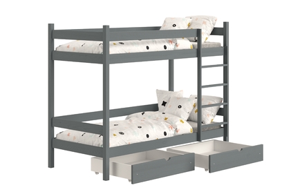 postel dzieciece patrová  s zásuvkami Fabrio - grafit, 70x140