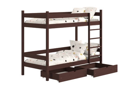 postel dzieciece patrová  s zásuvkami Fabrio - Hnědý, 70x140