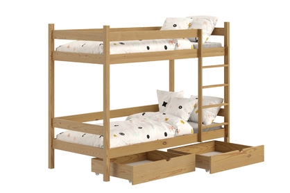 postel dzieciece patrová  s zásuvkami Fabrio - Dub, 70x140 