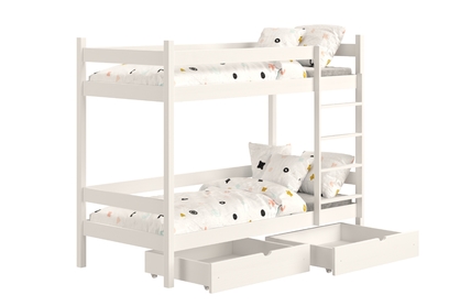 postel dzieciece patrová  s zásuvkami Fabrio - Bílý, 70x140 
