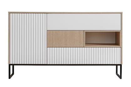 Komoda Bliwon K03 so zásuvkami 149 cm - jodelka scandi / biely mat