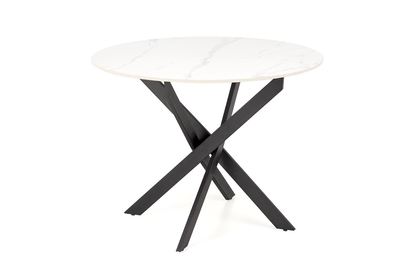 Okrúhly stôl Edgar 100 cm - biely mramor / čierne nohy