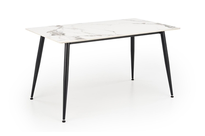 Obdĺžnikový stôl Emilio 140x80 cm - biely mramor / čierna