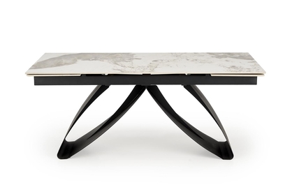 Rozkladací stôl Morvian 180-260x90 cm - biely mramor / čierna