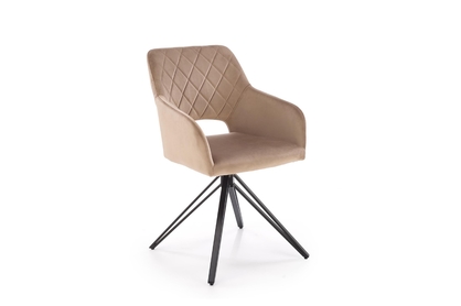 Otočná čalouněná židle K535 - béžový samet Bluvel 40 / černé nohy