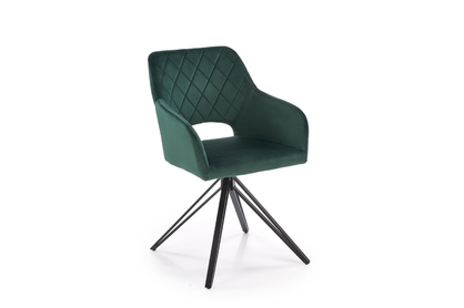 Otočná čalúnená stolička K535 - tmavozelený zamat Bluvel 78 / čierne nohy
