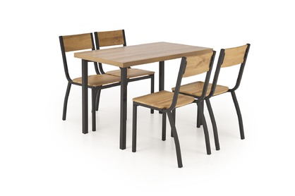 Komplet Milton Stůl + 4 Židle - přírodní / černá